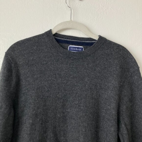 Club Room Merino Wool Blend Sweater Gray Crewneck Minimalist Essential Classic L - Picture 2 of 9